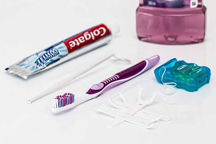 Set of toothpaste and toothbrush
