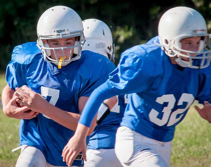 Boys playing sports game