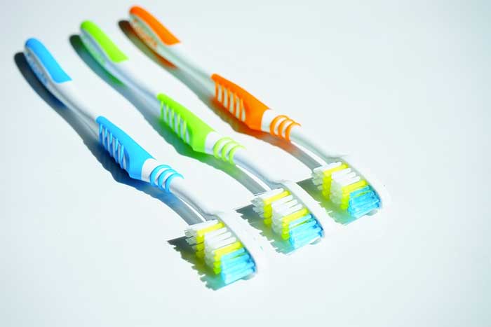 Different colors of toothbrush